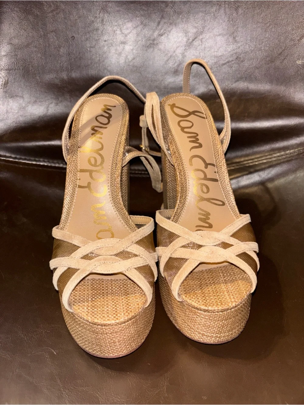 Sam Edelman Natural Woven Platform Sandals